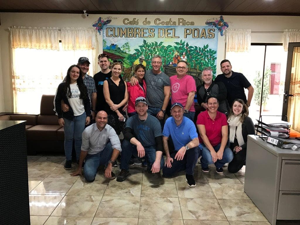 Trip group inside the Cumbres del Poas cooperative office in Costa Rica